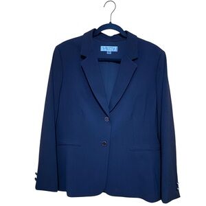 Tahari Arthur S Levine 16 Petite Women’s Black Suit Coat Blazer, Silver Buttons.